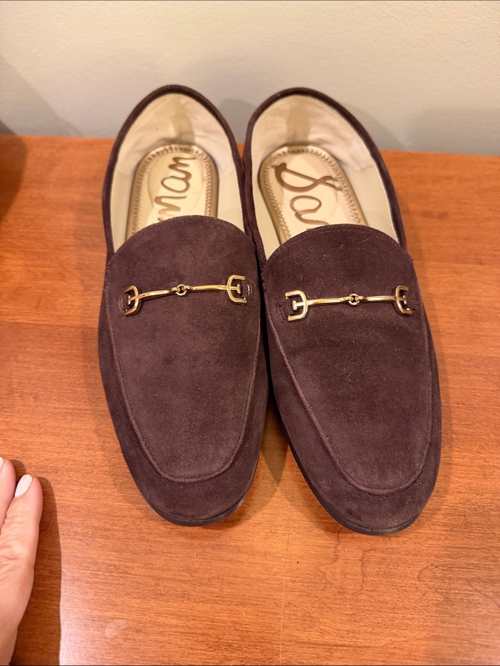 Sam Edelman Dark Brown Suede Loafers with Gold Bit 8W
